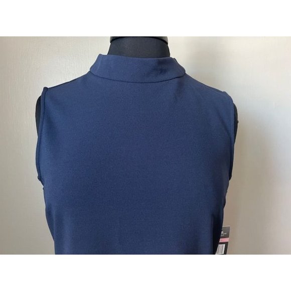 NWT Sharagano Deep Navy Blue Sleeveless Dress Zipper Back Size 10 - Picture 4 of 7